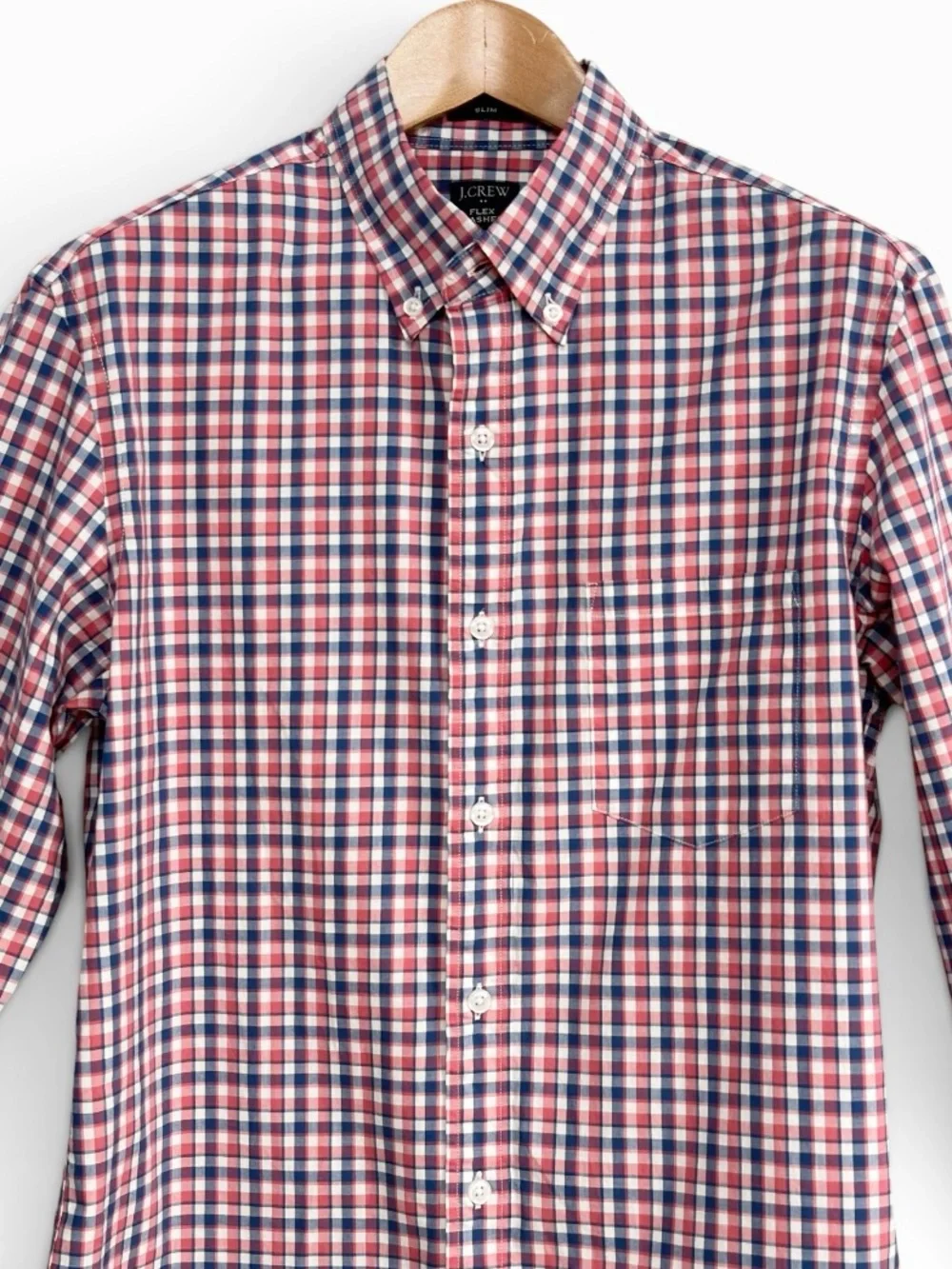 J.Crew Slim Cotton Oxford Shirt Pink Blue Gingham Check Mens Medium NWT Button